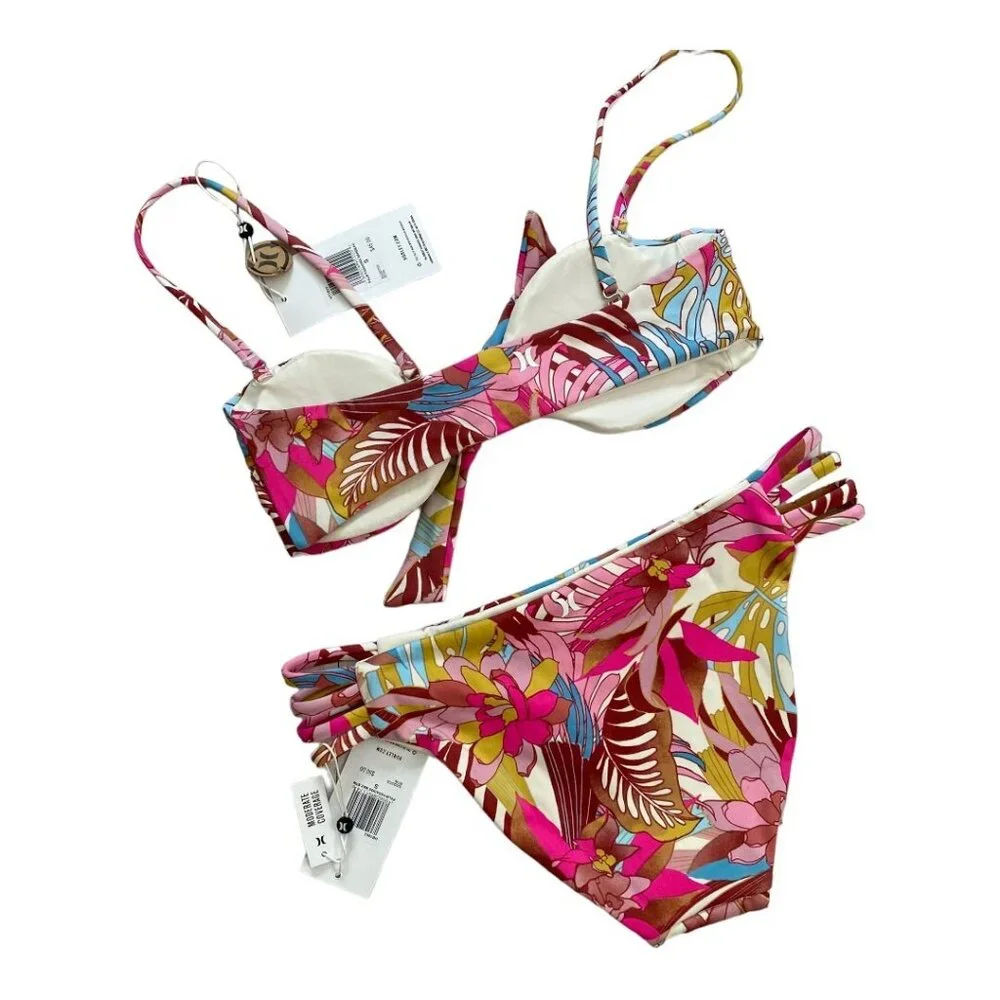 Hurley Swimwear‎ Women's Bikini Palm Paradise Bandeau Multicolor Size Small